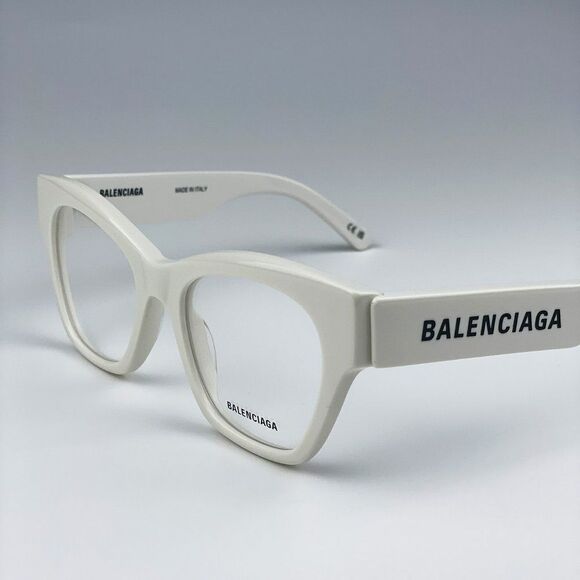 NEW Balenciaga BB0263O 003 White Square Unisex Eyeglasses - Picture 7 of 11